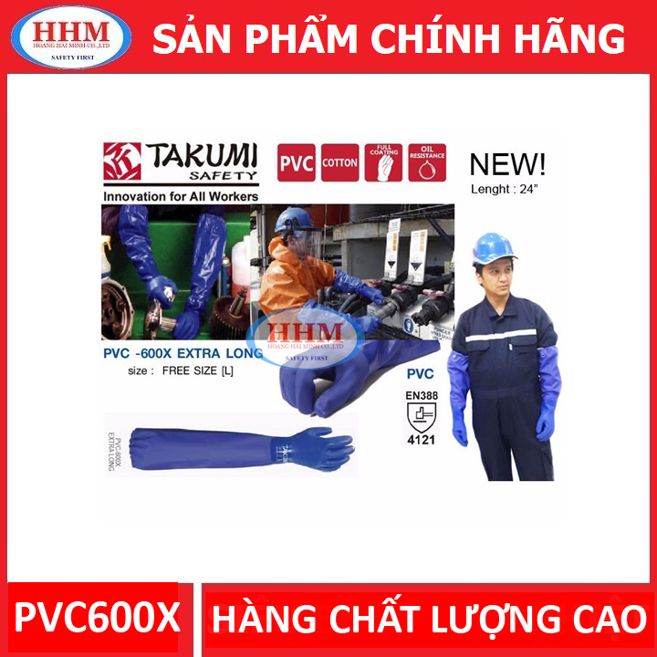 Găng tay chống dầu dài tay Takumi PVC600X