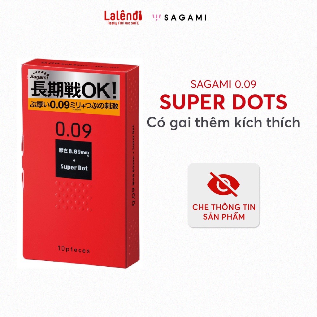 Bao cao su Sagami 0.09 Super Dots kéo dài thời gian, có gai | Lalendi Store