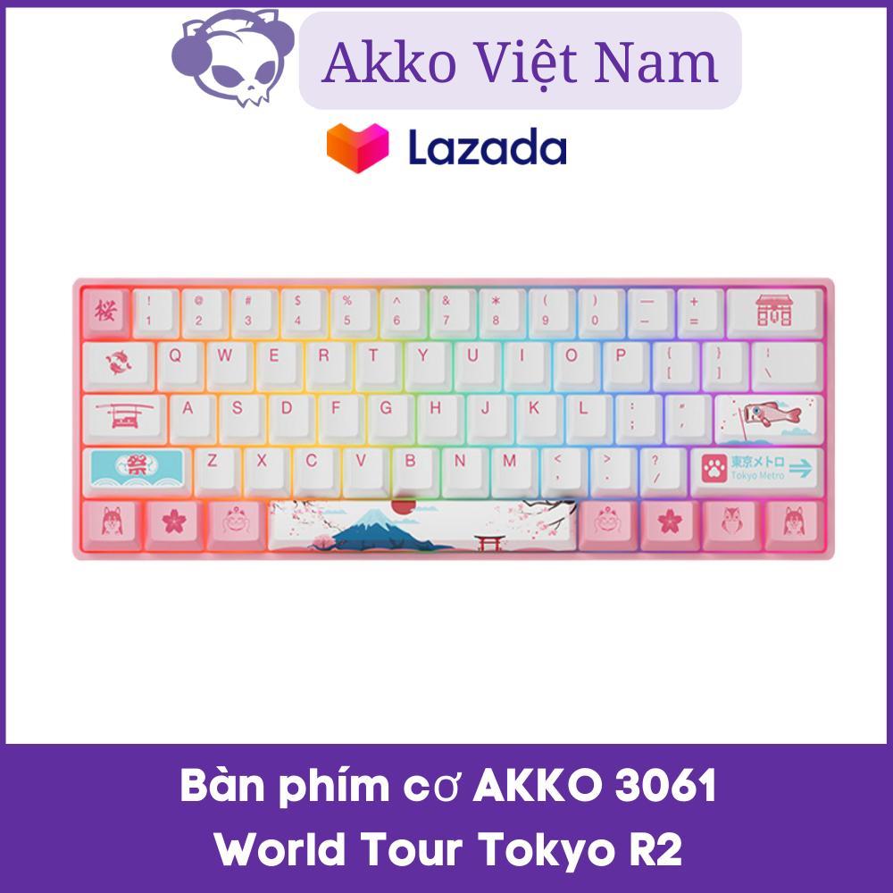 Bàn phím cơ AKKO 3061 World Tour Tokyo R2 (Hotswap / Gateron switch Pre-Lubed / RGB / Foam tiêu âm)