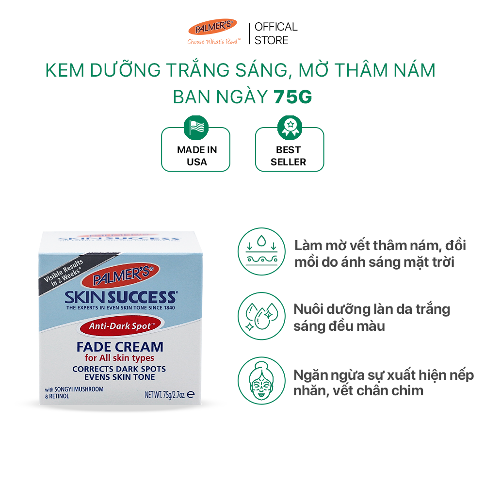 Kem dưỡng trắng sáng da ban ngày mờ thâm nám - tàn nhang Palmer's 75g