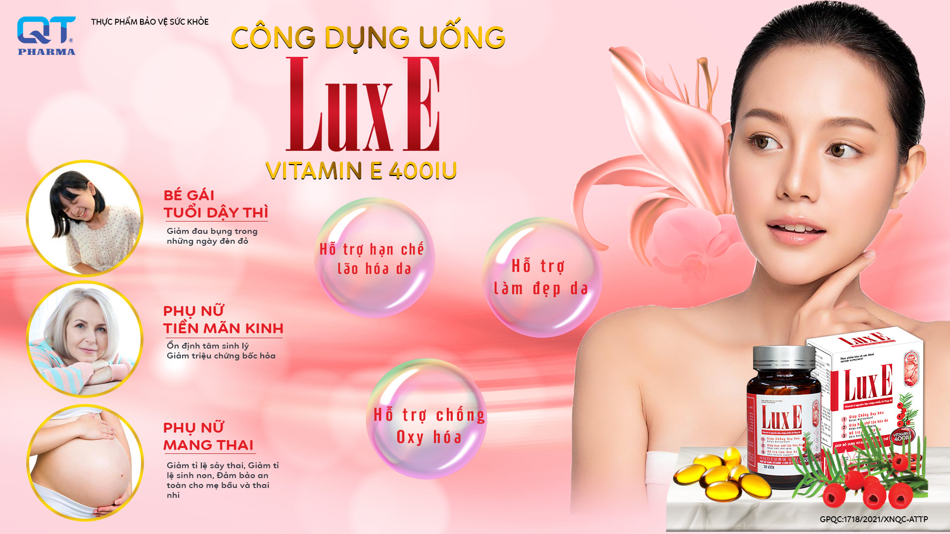 Viên uống đẹp da lux e l vitamin e 400iu l lọ 30 viên