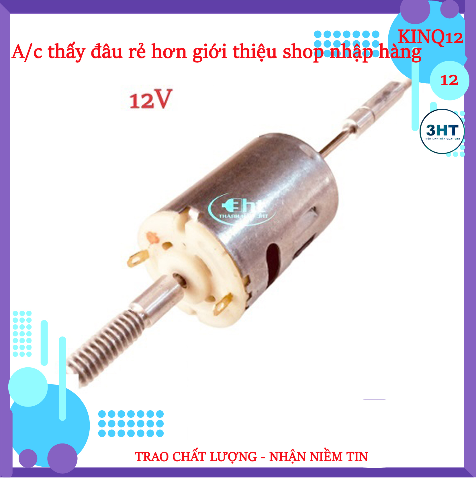 Mô tơ 12v chế quạt chạy acquy moteur - phụ tùng quạt động cơ quạt 12v mini moto và motor