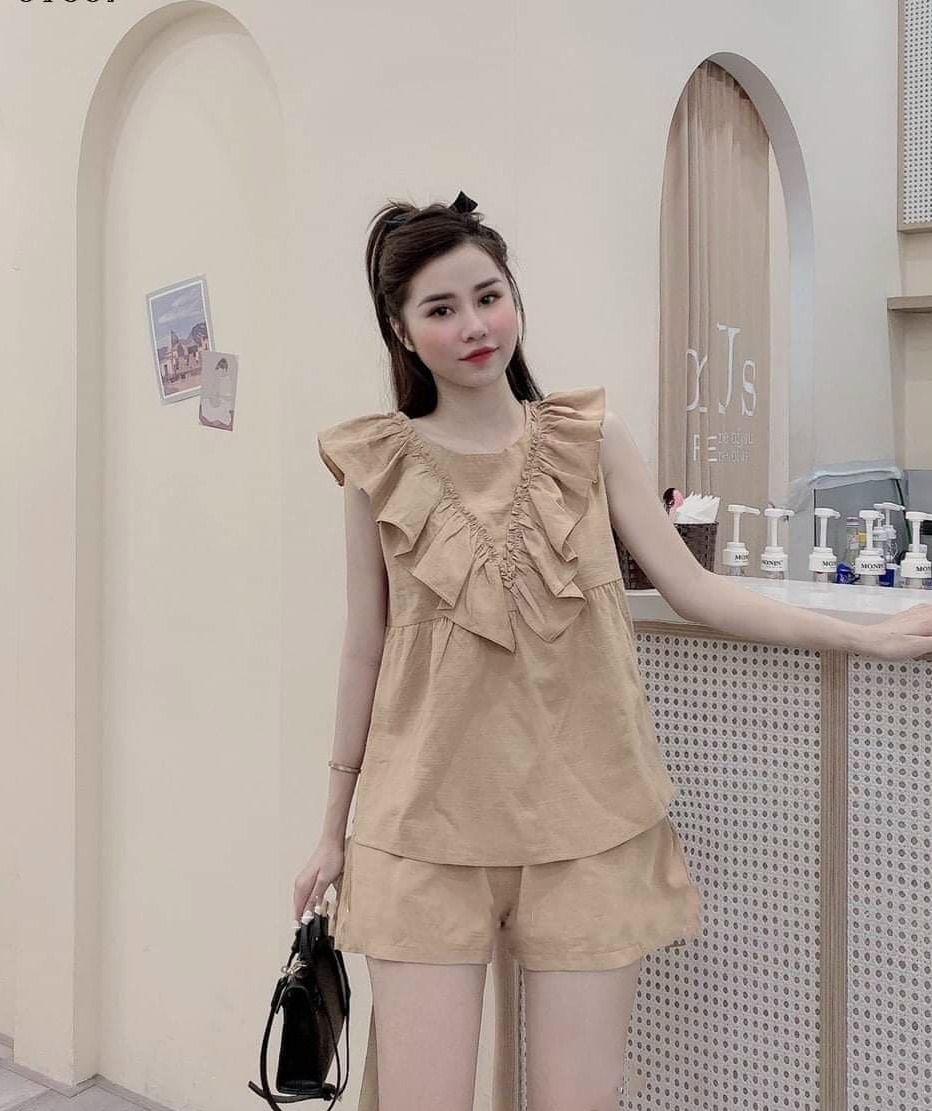 Set nữ kiểu dáng sang trọng tinh tế chất liệu đũi cao cấp thời trang hari