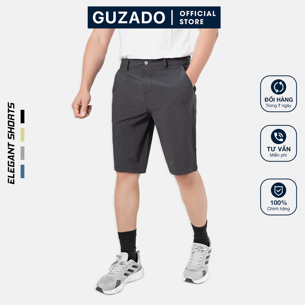 Quần short kaki cạp cúc, chất gió mềm mịn, vận động thoải mái, co giãn tốt, dễ mix đồ basic msc23 thương hiệu guzado