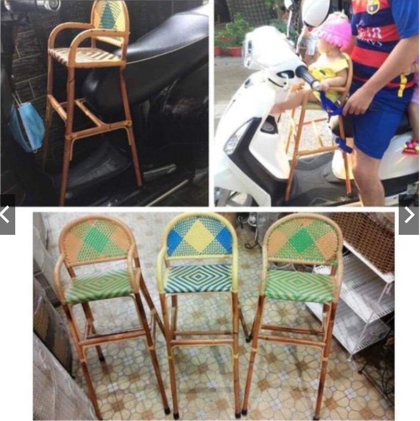 Ghế mây ngồi xe máy trẻ em kèm đai