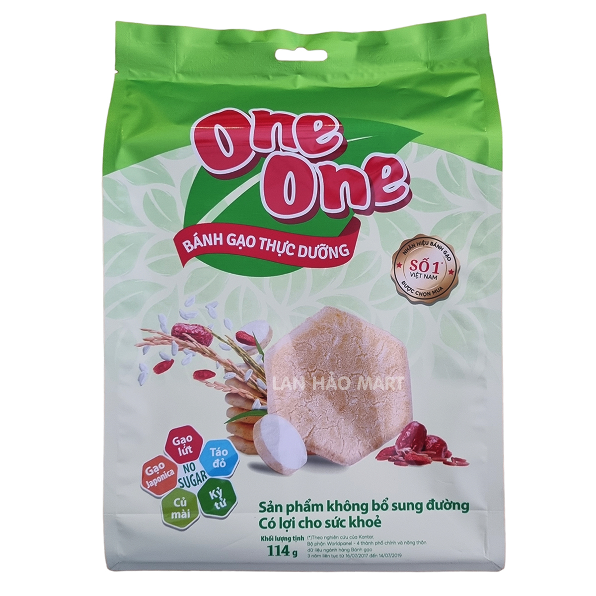 Bánh Gạo Thực Dưỡng One One Gói 114g - Bánh Gạo Không Đường One One
