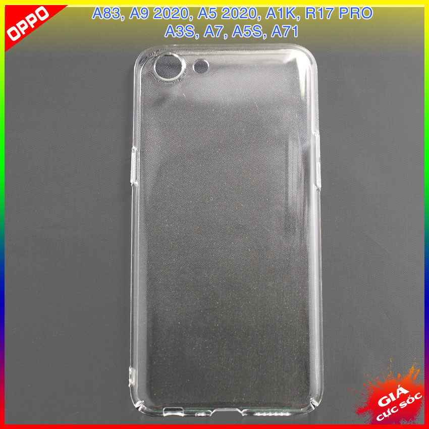 Ốp lưng nhựa cứng cho Oppo A83, A9 2020, A5 2020, A1K, R17 Pro, A3S, A7, A5S, A71 Remax trong suốt