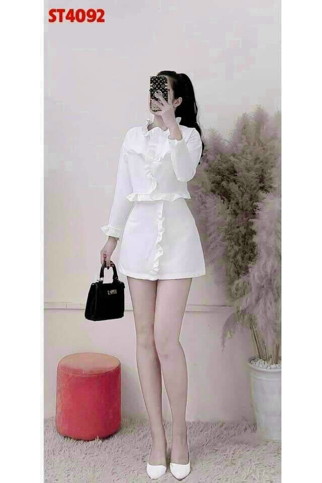 Sét áo tay dài nhún bèo siêu đẹp kèm chân váy fashionzero
