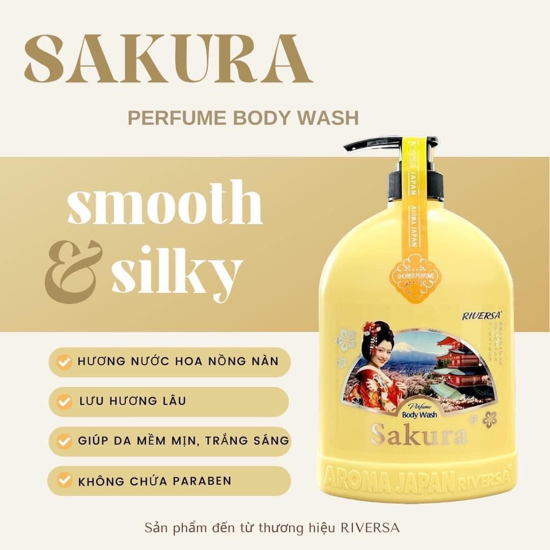 Sữa tắm dưỡng ẩm trắng ra Sakura Nhật Bạn 1200ml