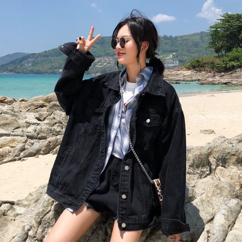 Áo Khoác Jean Nữ TM20 ĐEN TRƠN - Áo Khoác Jeans Nữ Thời Trang Cao Cấp - Áo Khoác Bò Nữ Kiểu Dáng Basic - 2901.01
