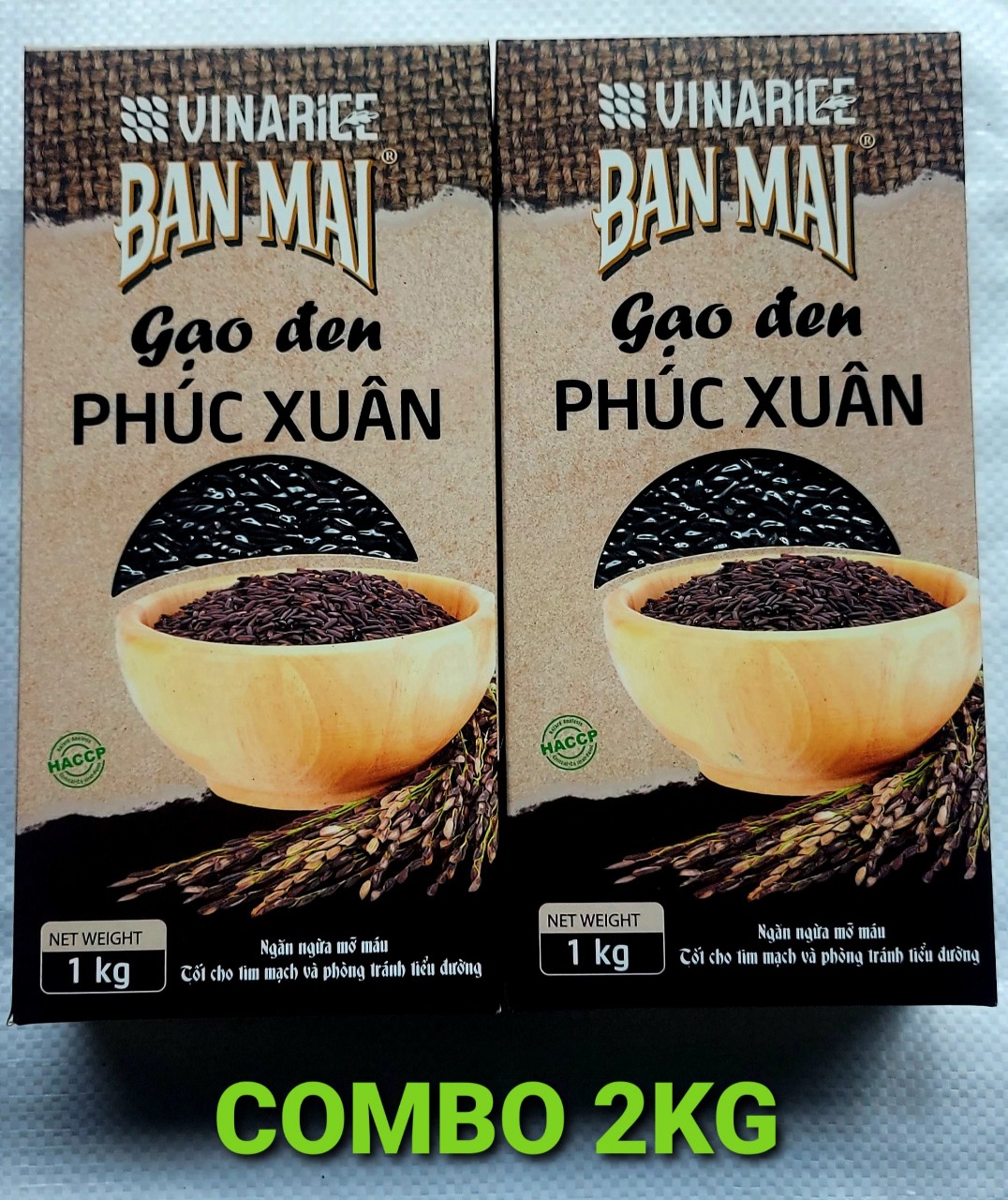 [HCM]Combo Gạo Đen Ban Mai Phúc Thọ - 2 hộp 1kg - rất tốt cho người tim mạch tiểu đường