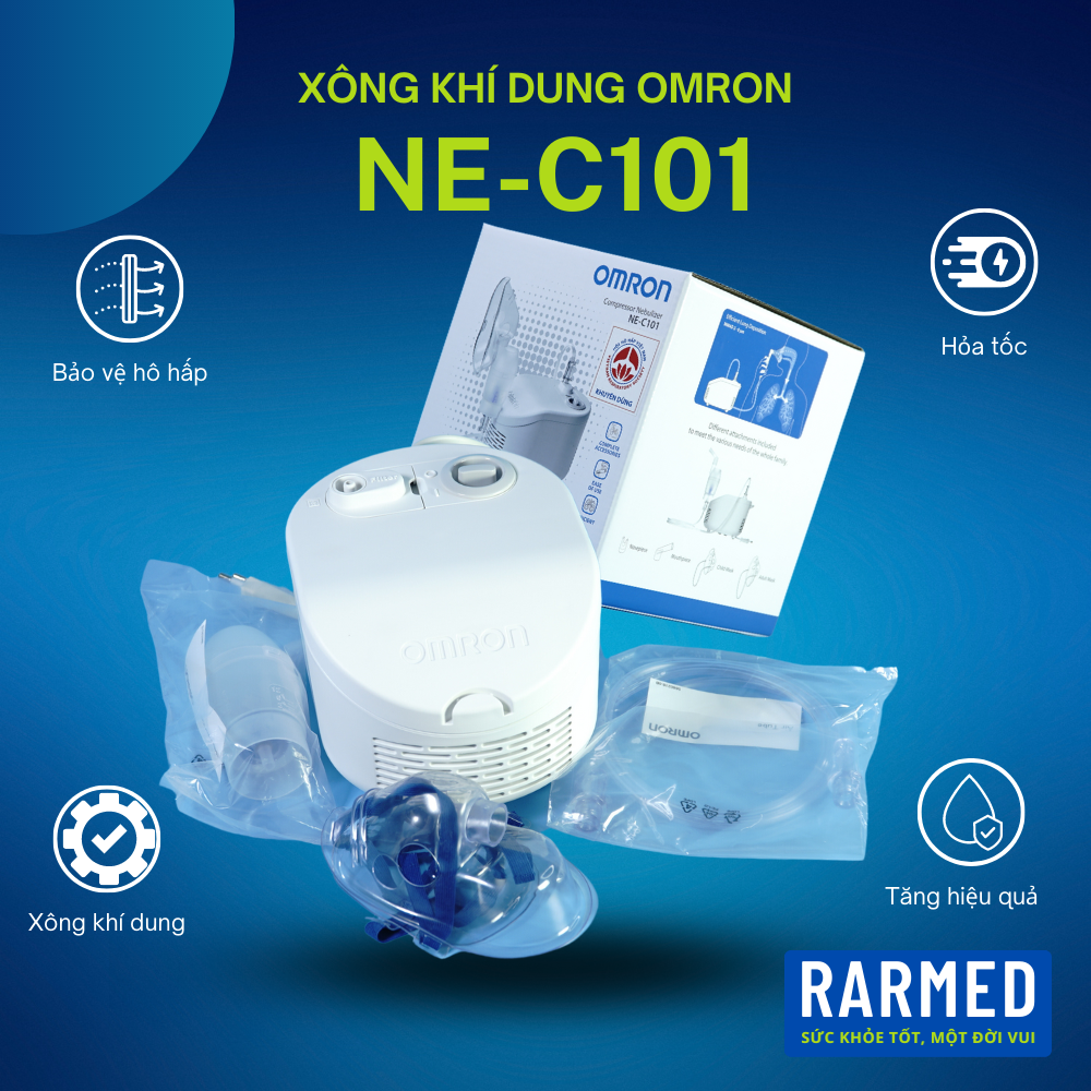 Máy xông khí dung Omron NE-C101 hỗ trợ viêm phế quản, hen suyễn