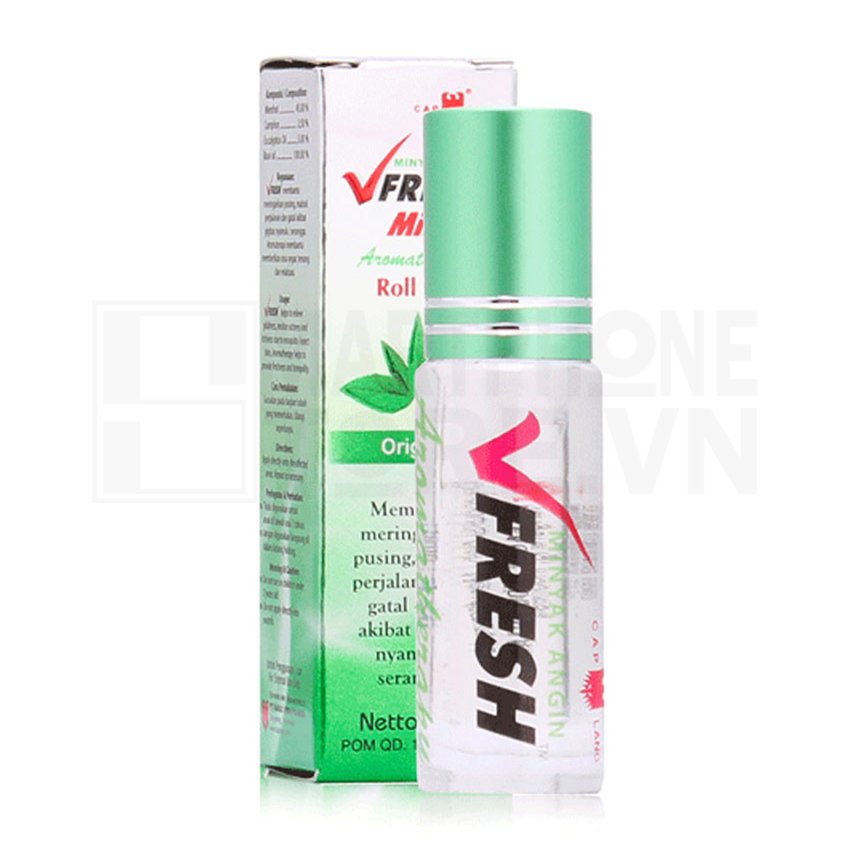 12 chai dầu lăn vfresh mini indonesia màu xanh bạc hà 4 ml