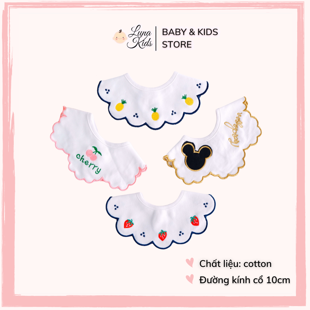 Yếm tròn xoay Hàn Quốc cho bé, bé sơ sinh, bé gái (Korean-style 360-style rotating bib for babies, babies, girls)