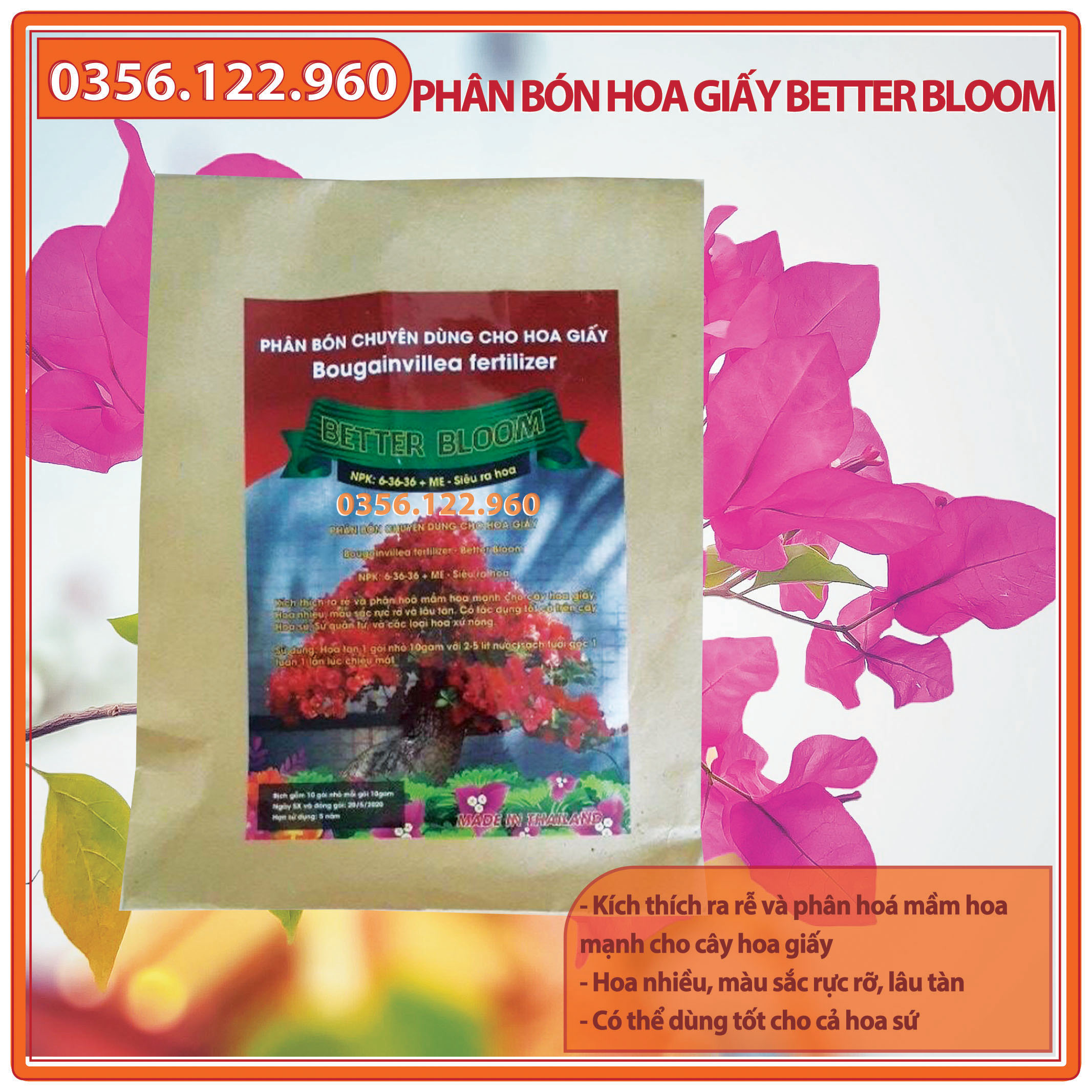Phân bón chuyên dùng cho hoa giấy Better Bloom NPK - siêu ra hoa