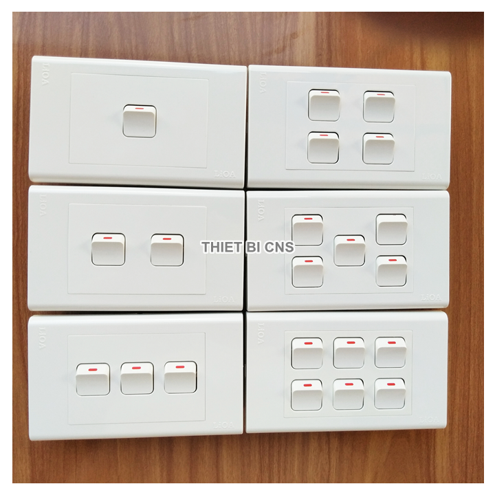 Công tắc LiOA - Dòng E18S - Loại 1 đến 6 công tắc vuông- Chính hãng