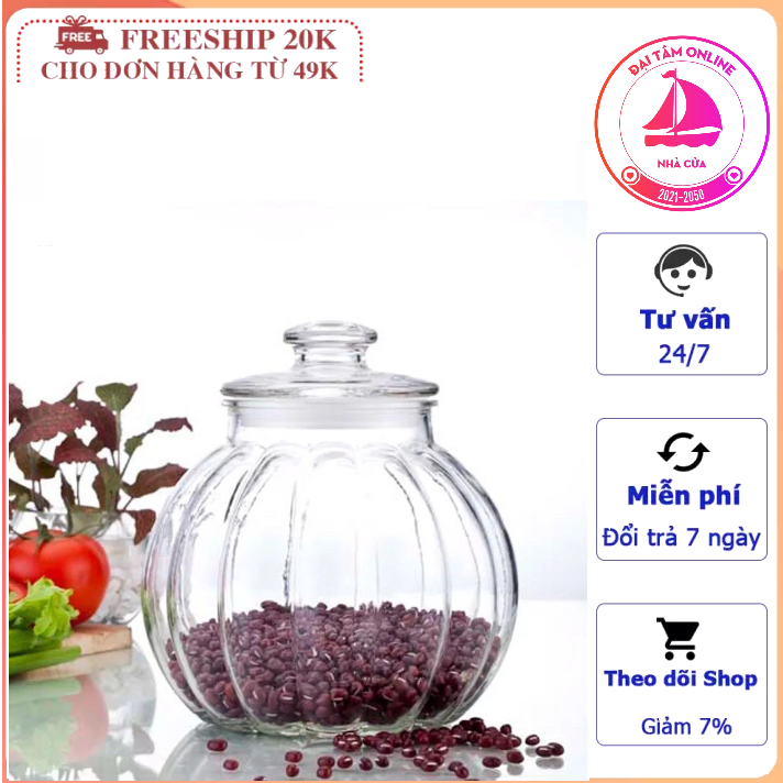 Hũ thủy tinh lọ gia vị 750ml trái bí nắp thủy tinh tiện lợi