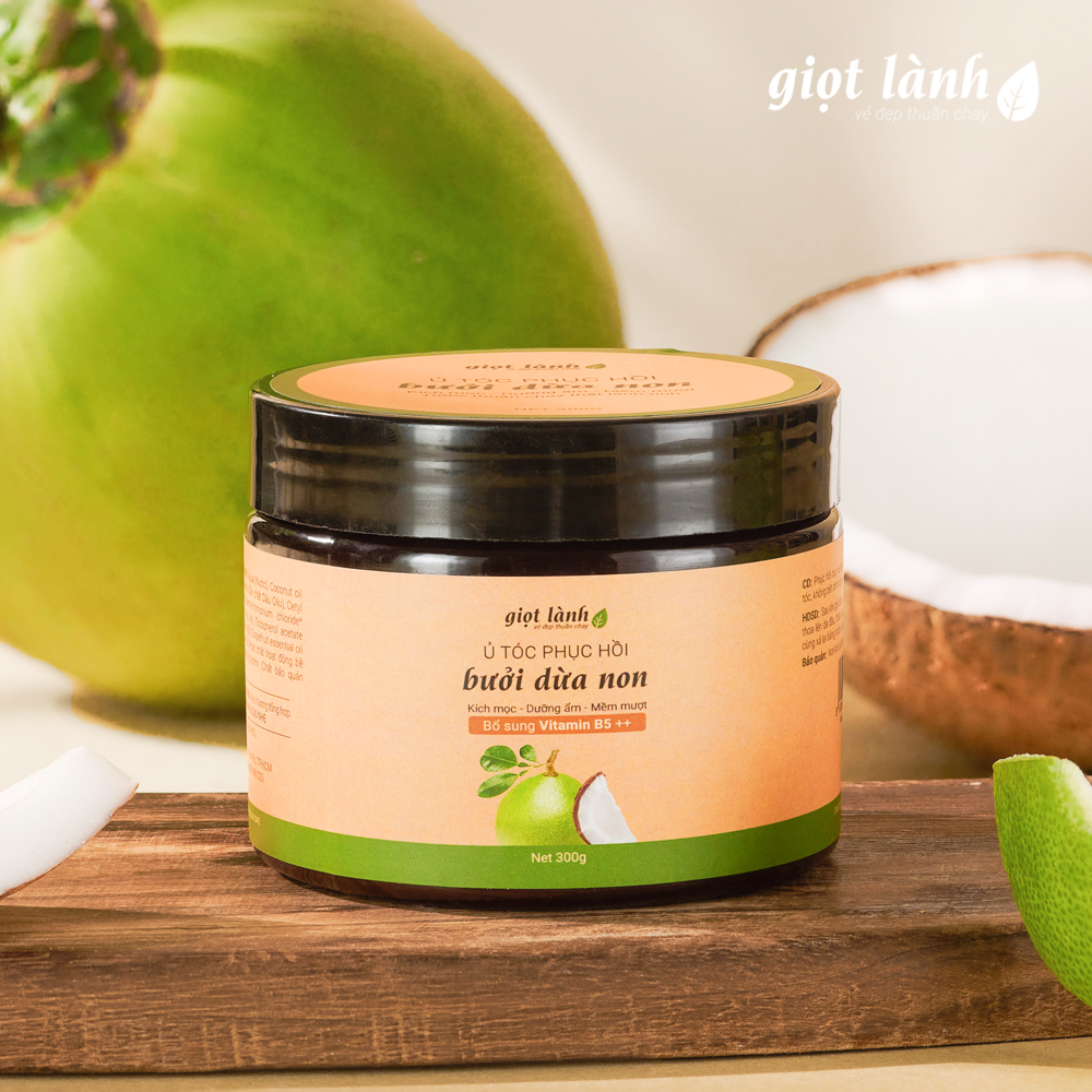 Kem ủ tóc bưởi dừa non - Ủ tóc phục hồi hư tổn, kích mọc tóc Giọt Lành 300gram