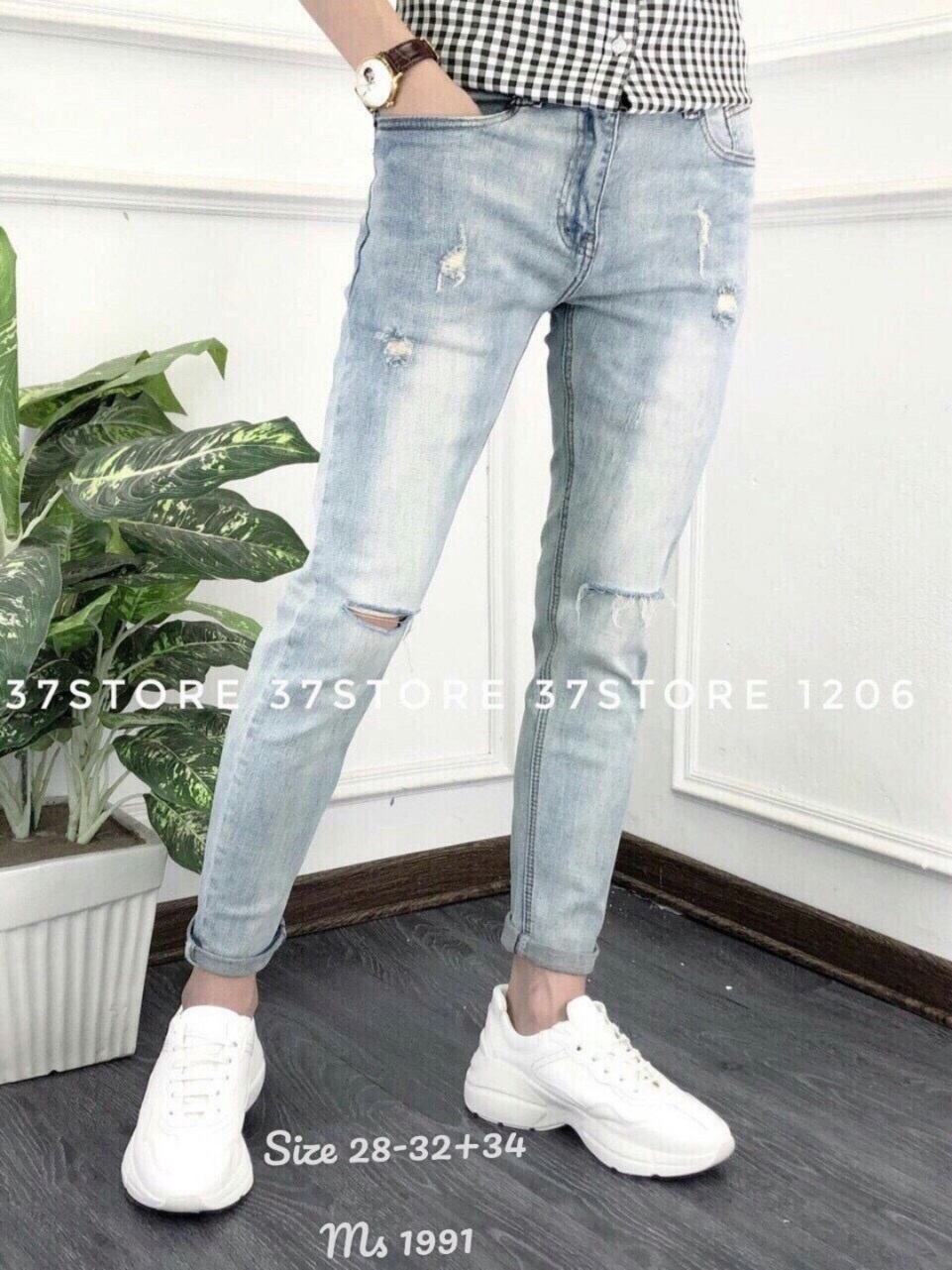 [Hoàn Tiền 15%] [HCM]Quần jean nam rách gối sành điệu nhật bản