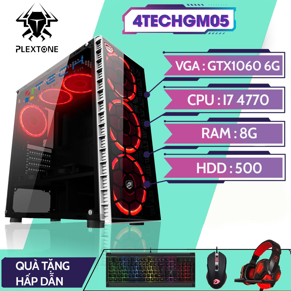 [Trả góp 0%]Máy tính Gaming cho Game thủ chơi Games chuyên nghiệp 4TechGM05 2021 trọn bộ Full Box kèm màn hình 24inch Full HD chiến mọi trò chơi hay đòi cấu hình cao Pubg pc mobile GTA5 fifa pes maxsetting Game phổ thông LOL Dota cf không giậ