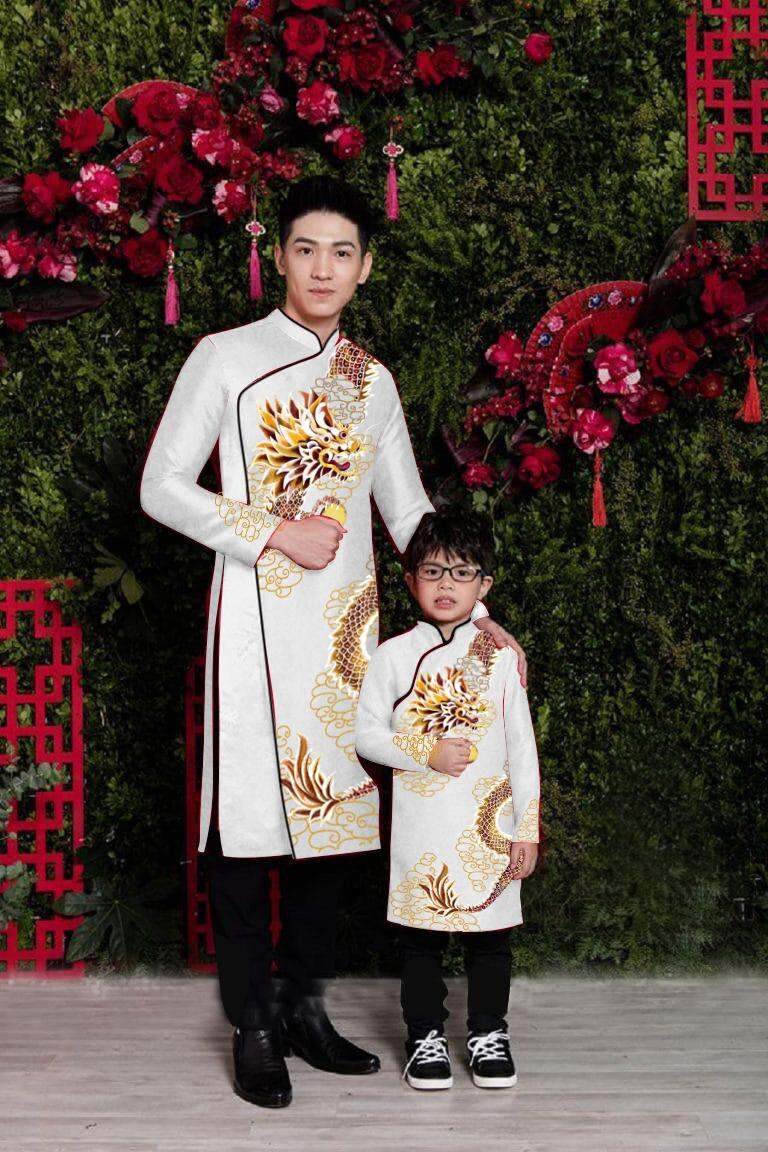Áo dài cách tân gấm thương hải