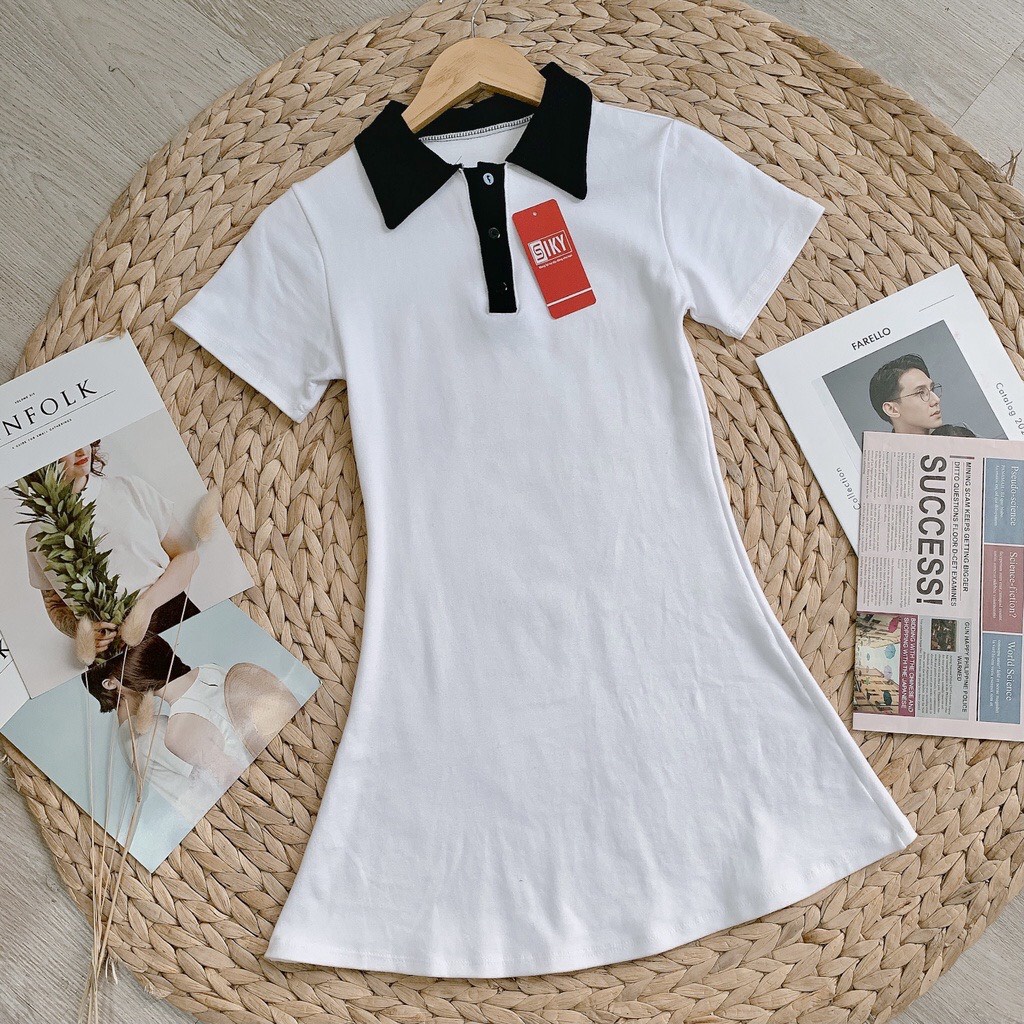 Váy polo nữ SIKY dáng xòe ôm body chất thun tăm siêu đẹp PL01