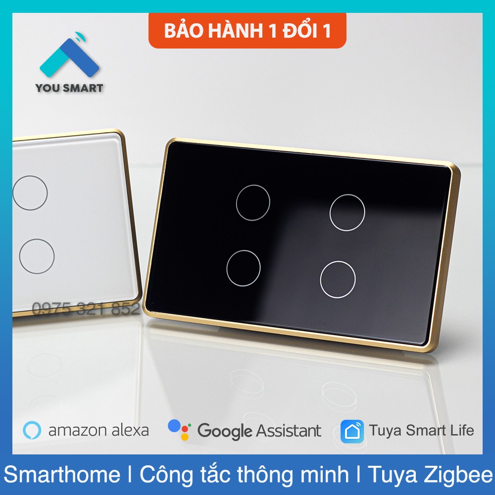 Công Tắc Thông Minh Zigbee Viền Nhôm Cao Cấp 1-2-3-4 Nút (Màu Đen Và Trắng).