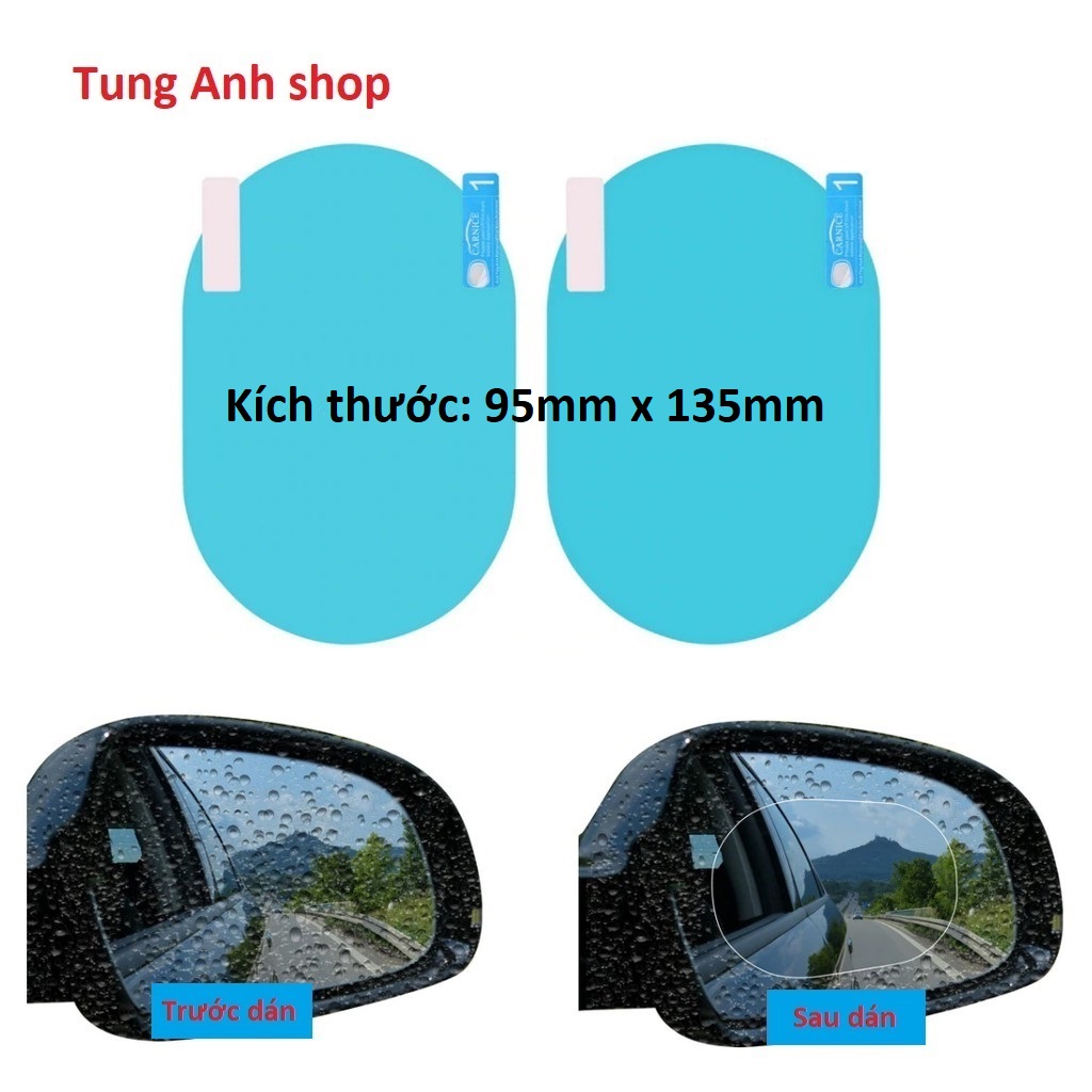 Miếng dán chống sương mù, chống nước,  dán kính chiếu hậu xe ô tô bộ 2 miếng