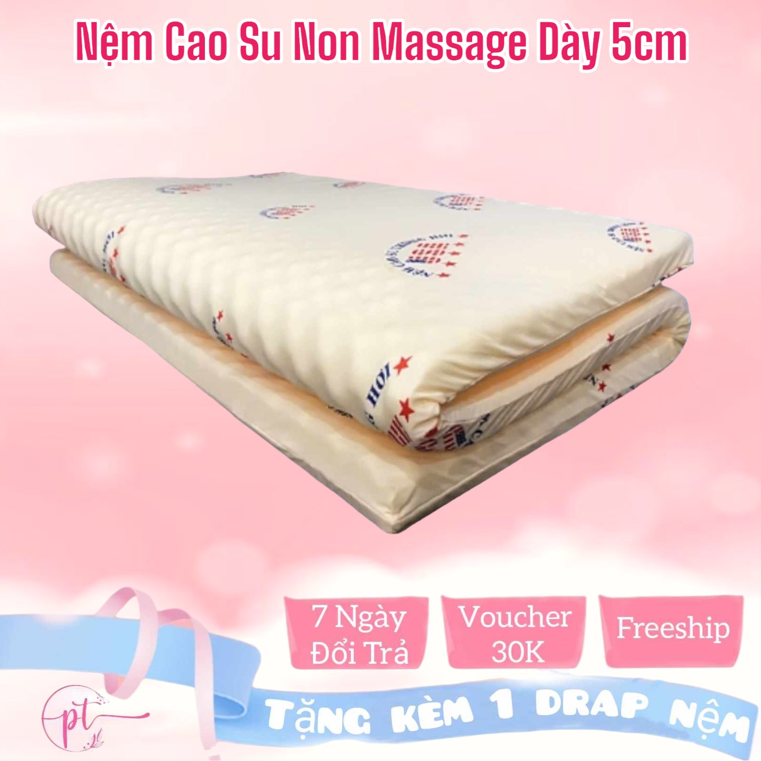 Nệm cao su non massage america dày 5cm kích thước 80cm/1m/1m2/1m4/1m6/1m8 tặng kèm áo bảo vệ nệm - giao hỏa tốc 2h hcm