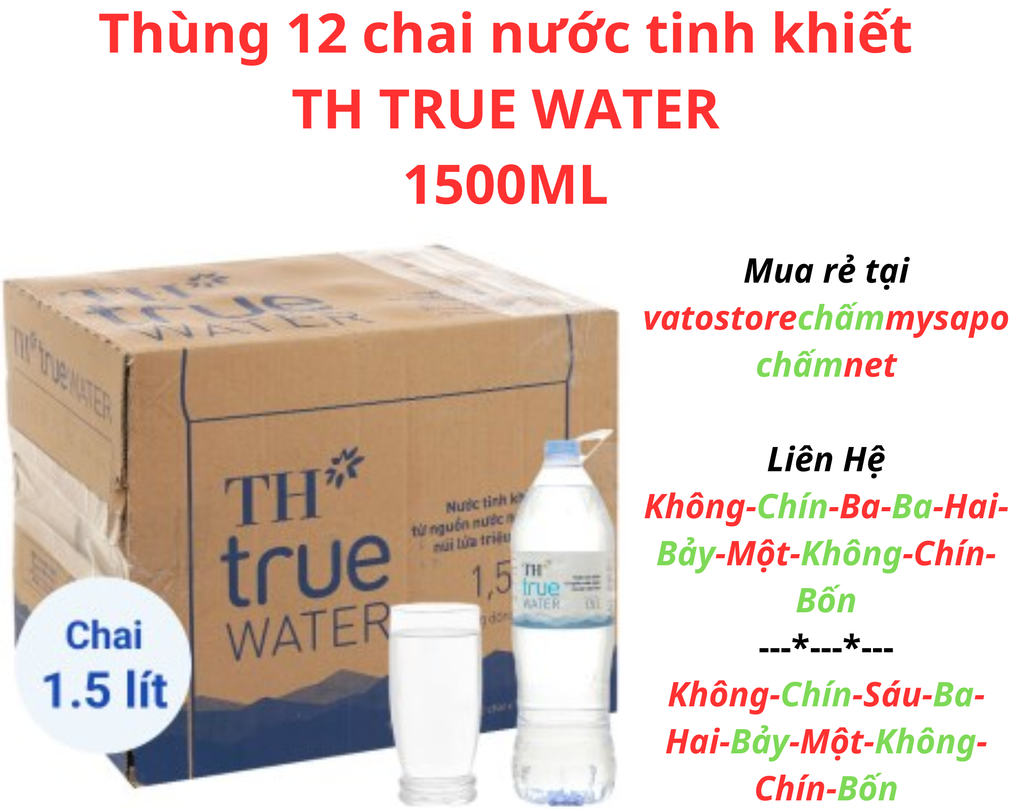 Nước uống tinh khiết đóng chai TH TRUE WATER chai 1.5L