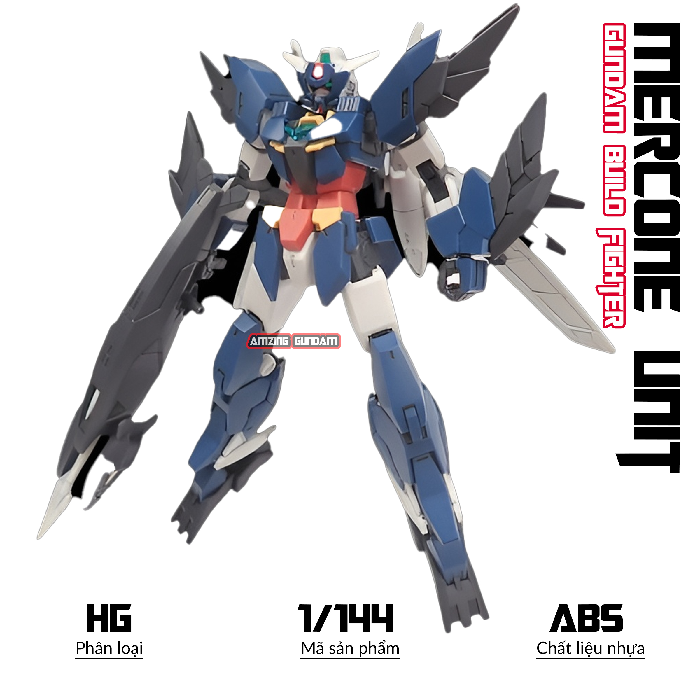 Mô hình lắp ráp hg core gundam & mercorn unit, 1/144 gundam, mô hình nhựa, đồ chơi xếp hình sưu tập