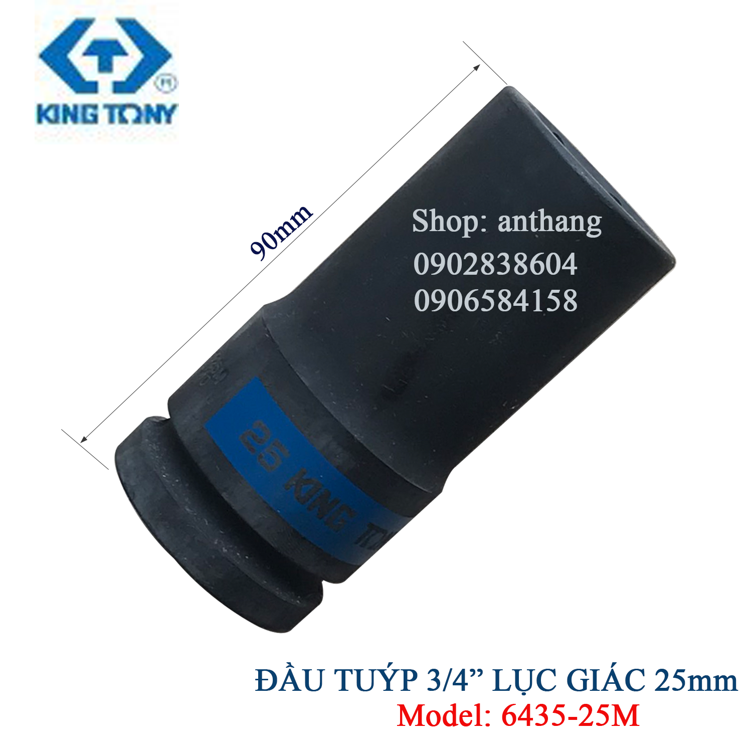 Khẩu tuýp 3/4 inch dài Kingtony dùng vặn bu lông lục giác (Model: 6435)