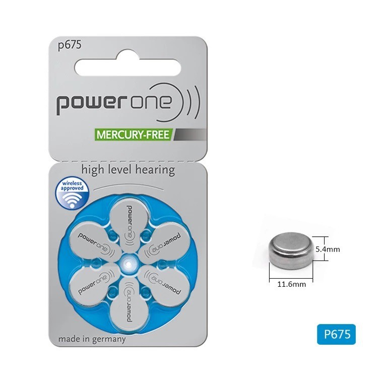 Pin máy trợ thính power one p675 zin đức