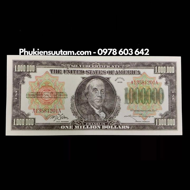 Tờ Lưu Niệm 1 Triệu USD Hình Benjamin Franklin Dạ Quang - TMT Collection