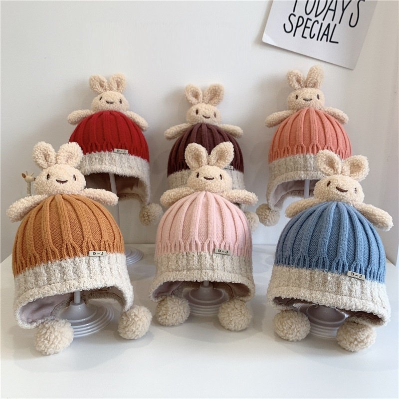 Mũ len cho bé trai bé gái mẫu Thỏ cực xinh cho bé từ 1-4 tuổi