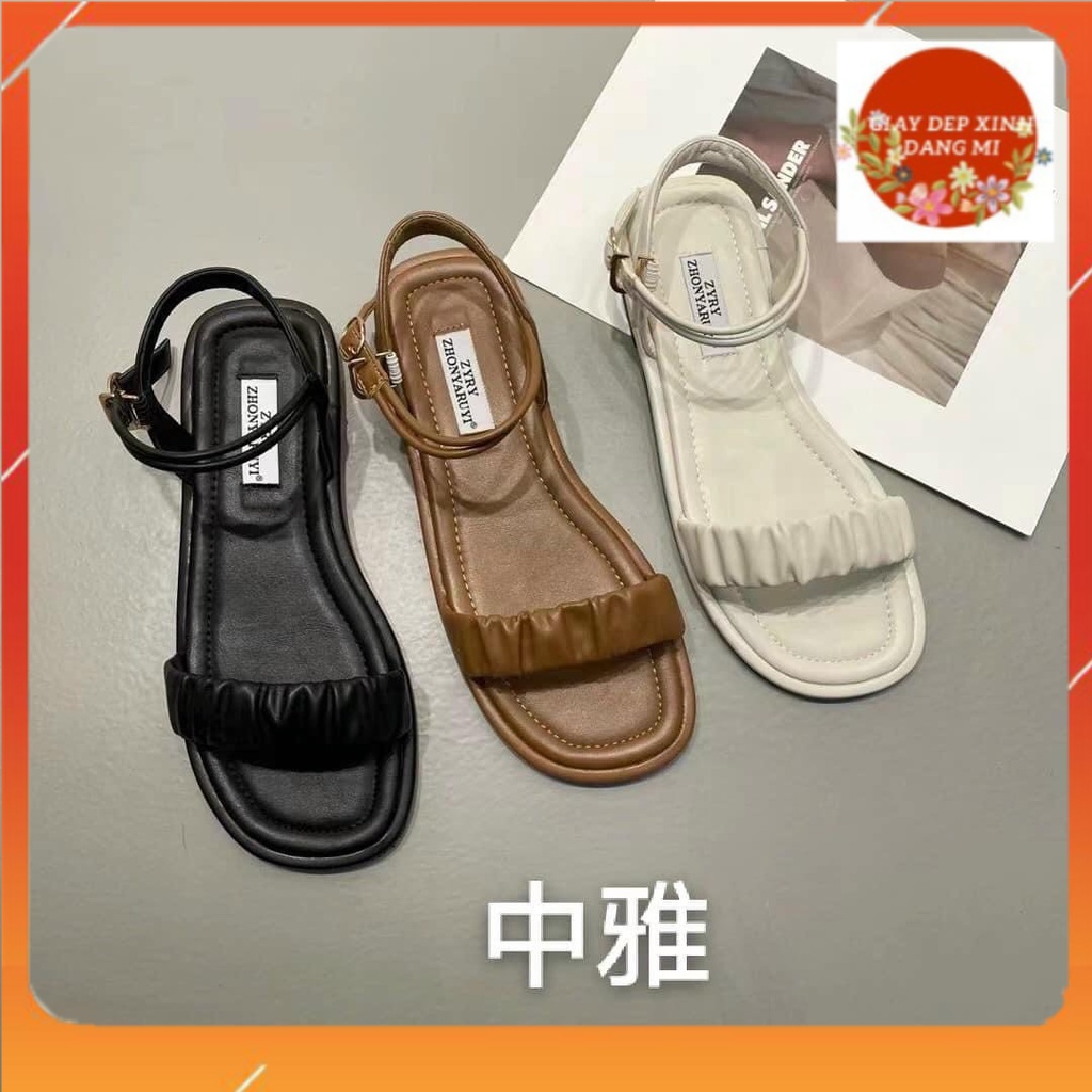 Giày sandal đế bằng quai nhún hở gót ullzang SD-0319