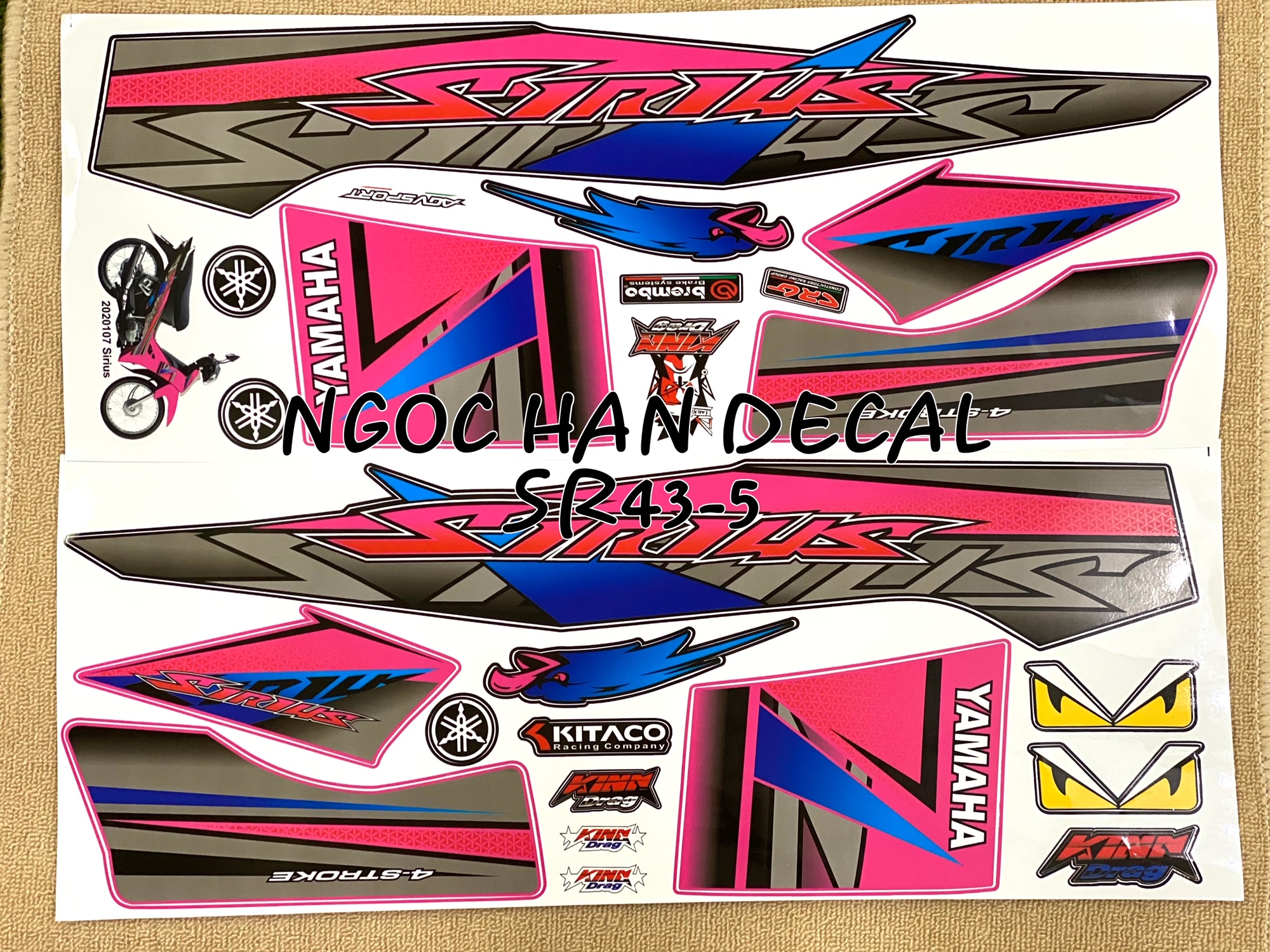 [HCM]Tem chế nguyên bộ Đầu Chim Ưng màu hồng cho Sirius -- NGỌC HÂN DECAL