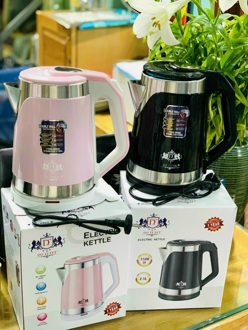 Ấm siêu tốc jiplai thái lan cao cấp 2.5l, ấm đun siêu tốc 2 lớp loại lớn