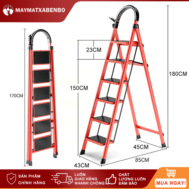 Thang chữ a Thang Nhôm Gấp Gọn Thang Gấp 3-7 Bậc Gấp Gọn Tải Trọng 500kg