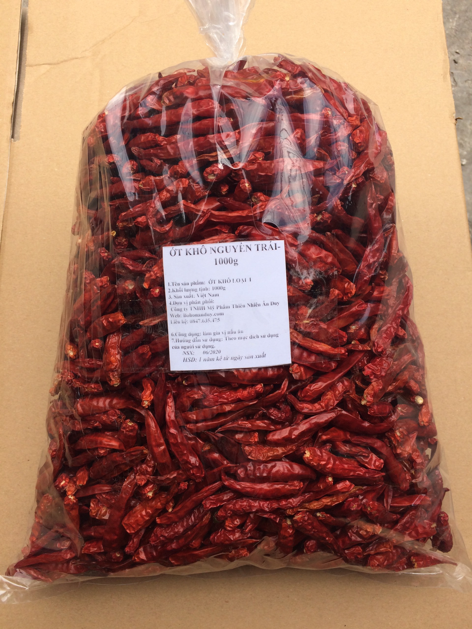 ỚT KHÔ NGUYÊN TRÁI 500G