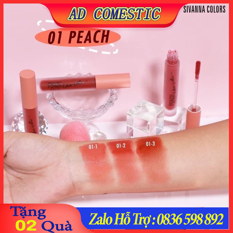 ️️ set son sivanna colors 3 cây peachy velvet liquid lips thái lan ️️