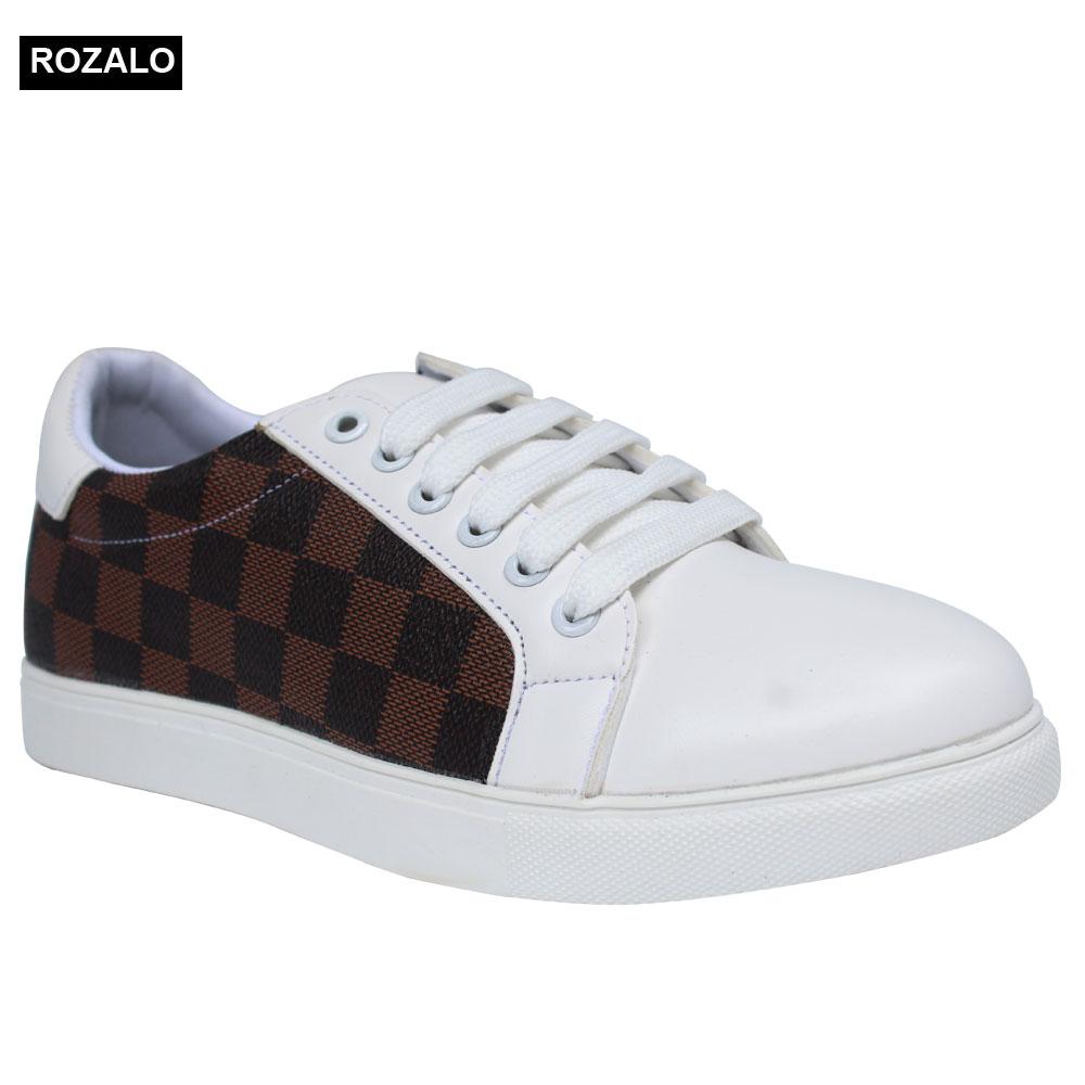 Giầy thời trang thể thao kẻ caro dây buộc Rozalo R6016