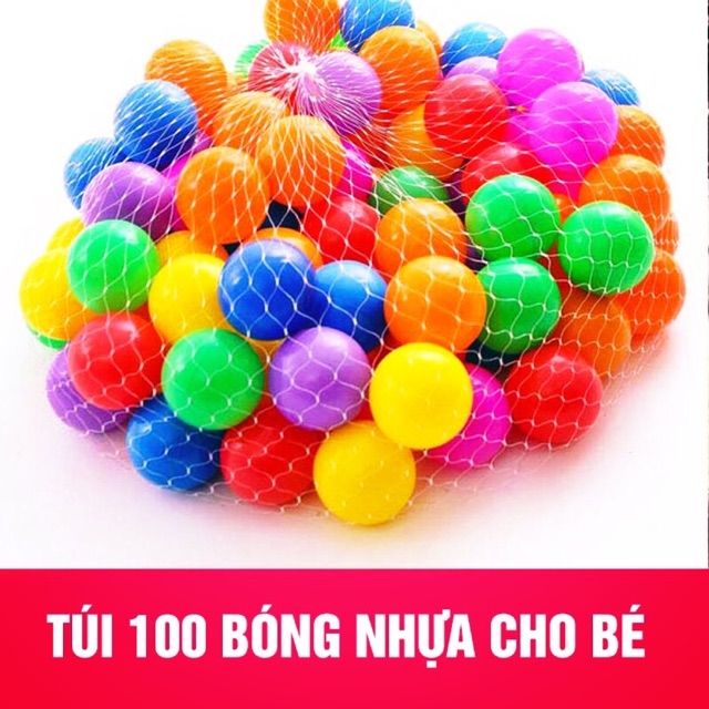 Túi 100 quả bóng nhựa an toàn cho bé vui chơi – Combo 100 trái banh nhiều màu