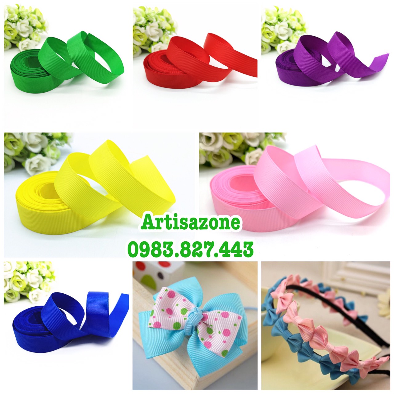Ruy băng gân bản rộng 2cm, dài 10 mét