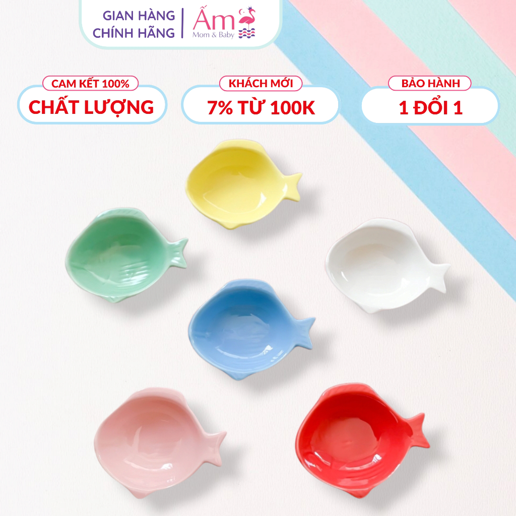 Bát Sứ Ăn Dặm Cho Bé Hình Cá 5 Màu Dễ Thương - Chén Ăn Dặm Cho Bé Đựng Nước Chấm Hình Cá Ngộ Nghĩnh Dành Cho Bé Ăn Dặm Chỉ Huy Blw Ấm Gift Decor