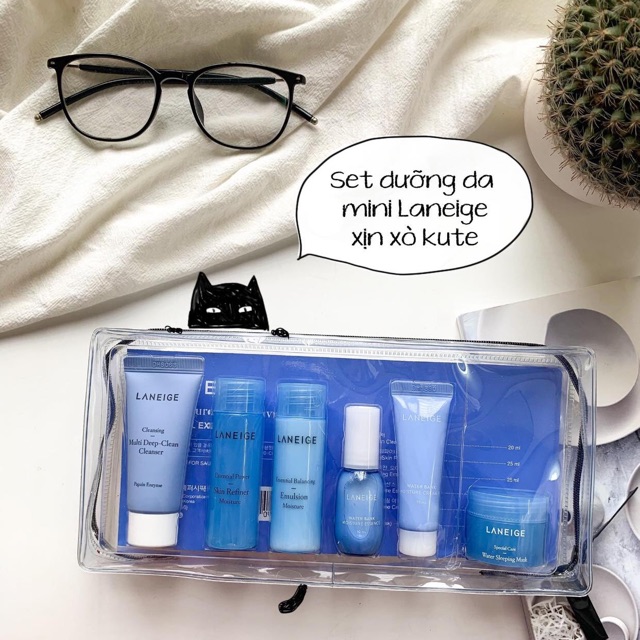 Set dưỡng da mini 6 sản phẩm của Laneige Moisture Care Travel Kit
