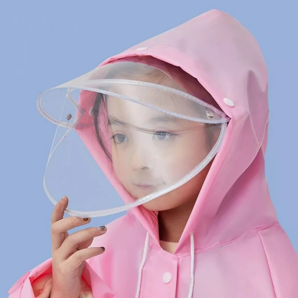 Áo mưa cho bé, áo mưa trẻ em, áo mưa choàng cao cấp cho bé kèm kính chắn có ngăn đeo cặp tiện lợi - Happy Like 4Kid