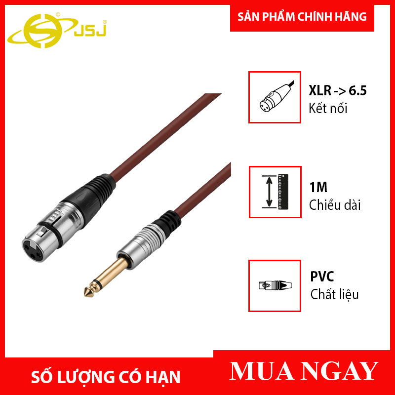 [HCM]Dây Tín Hiệu XLR Cái Ra 6 Li JSJ-803 G Dài 1m