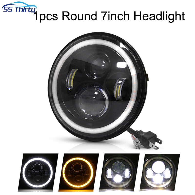 Đèn ô tô Đèn pha LED 7inch H4 DRL Halo Góc mắt 12V 24V Tín hiệu rẽ thấp cao cho Lada Niva Offroad 4x4