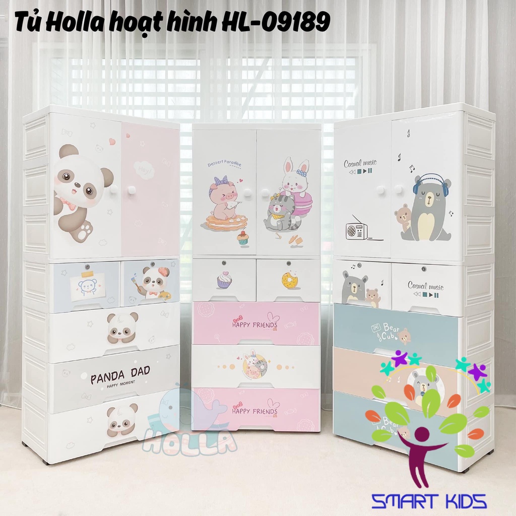 Tủ 5 tầng hoạt hình holla hl-09193, tủ đựng quần áo, đồ dùng cho bé